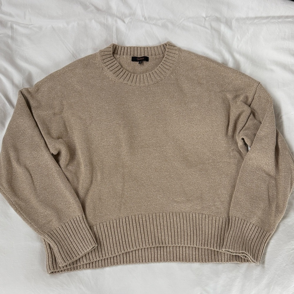 EUC Quince Organic Cotton Boyfriend Crew Sweater—Cement Marl - Picture 2 of 5